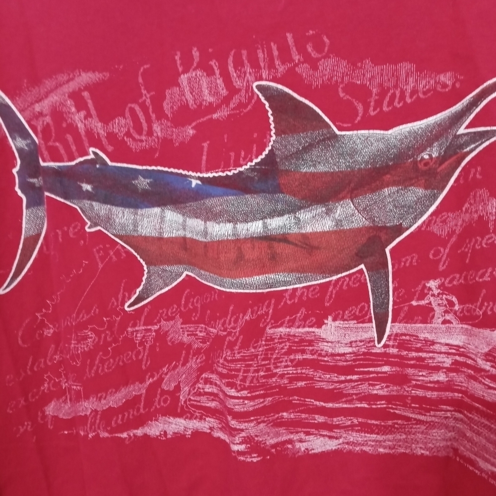 Guy Harvey Patriotic Short Sleeve.T Shirt Shark with Flag Design